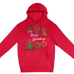 Happy Holidays Hanukkah Feliz Navidad Christmas Kwanzaa Premium Pullover Hoodie