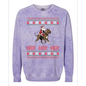 Ho Ho Ho Santa Riding Great Dane Dog Ugly Christmas Swea Colorblast Crewneck Sweatshirt