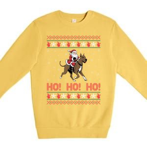 Ho Ho Ho Santa Riding Great Dane Dog Ugly Christmas Swea Premium Crewneck Sweatshirt