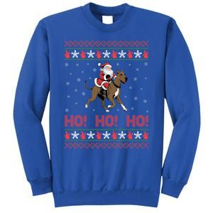 Ho Ho Ho Santa Riding Great Dane Dog Ugly Christmas Swea Sweatshirt