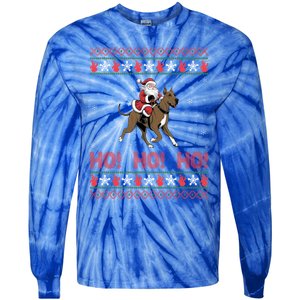 Ho Ho Ho Santa Riding Great Dane Dog Ugly Christmas Swea Tie-Dye Long Sleeve Shirt