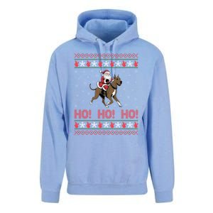 Ho Ho Ho Santa Riding Great Dane Dog Ugly Christmas Swea Unisex Surf Hoodie