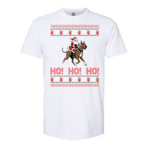 Ho Ho Ho Santa Riding Great Dane Dog Ugly Christmas Swea Softstyle CVC T-Shirt