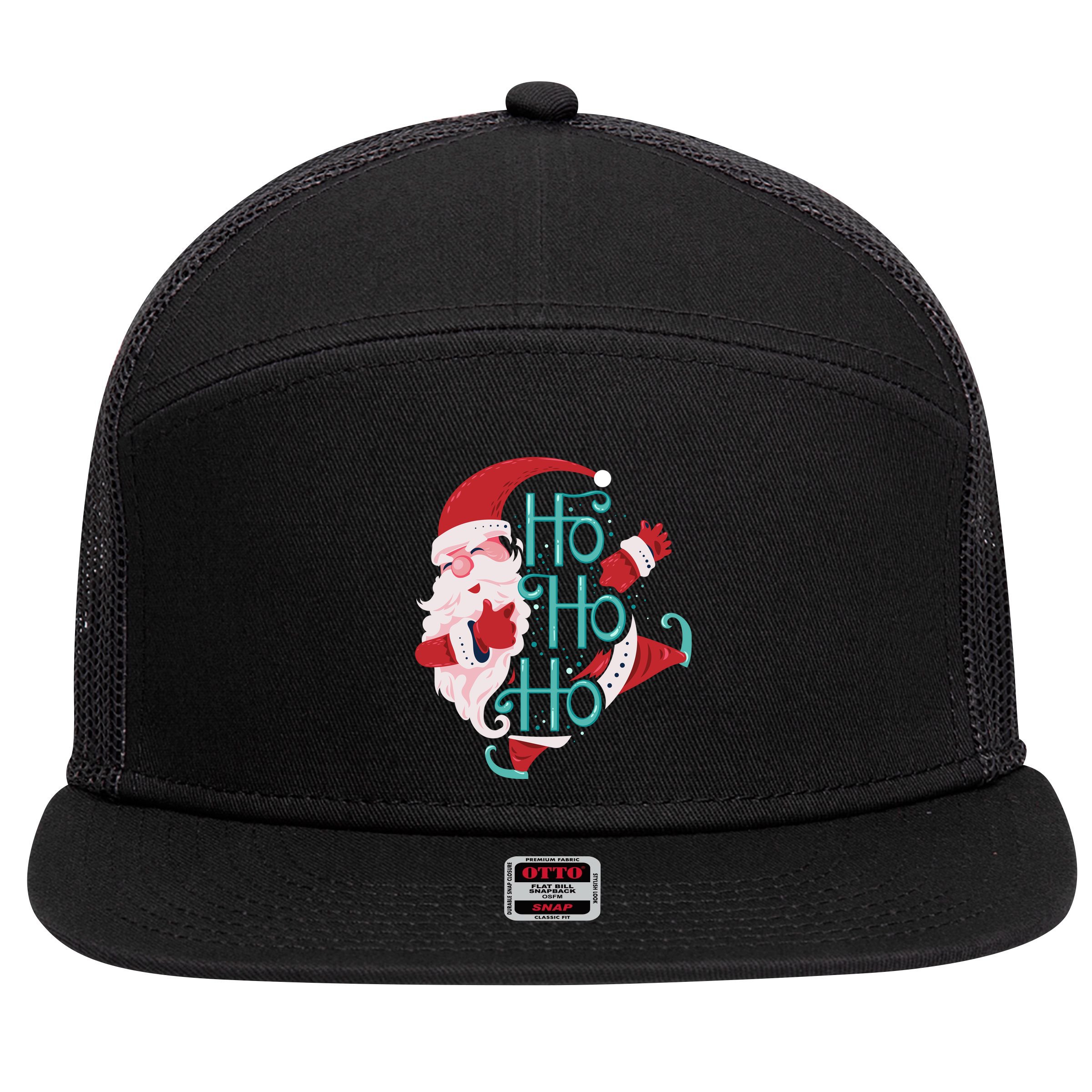 Ho Ho Ho Dabbing Santa 7 Panel Mesh Trucker Snapback Hat