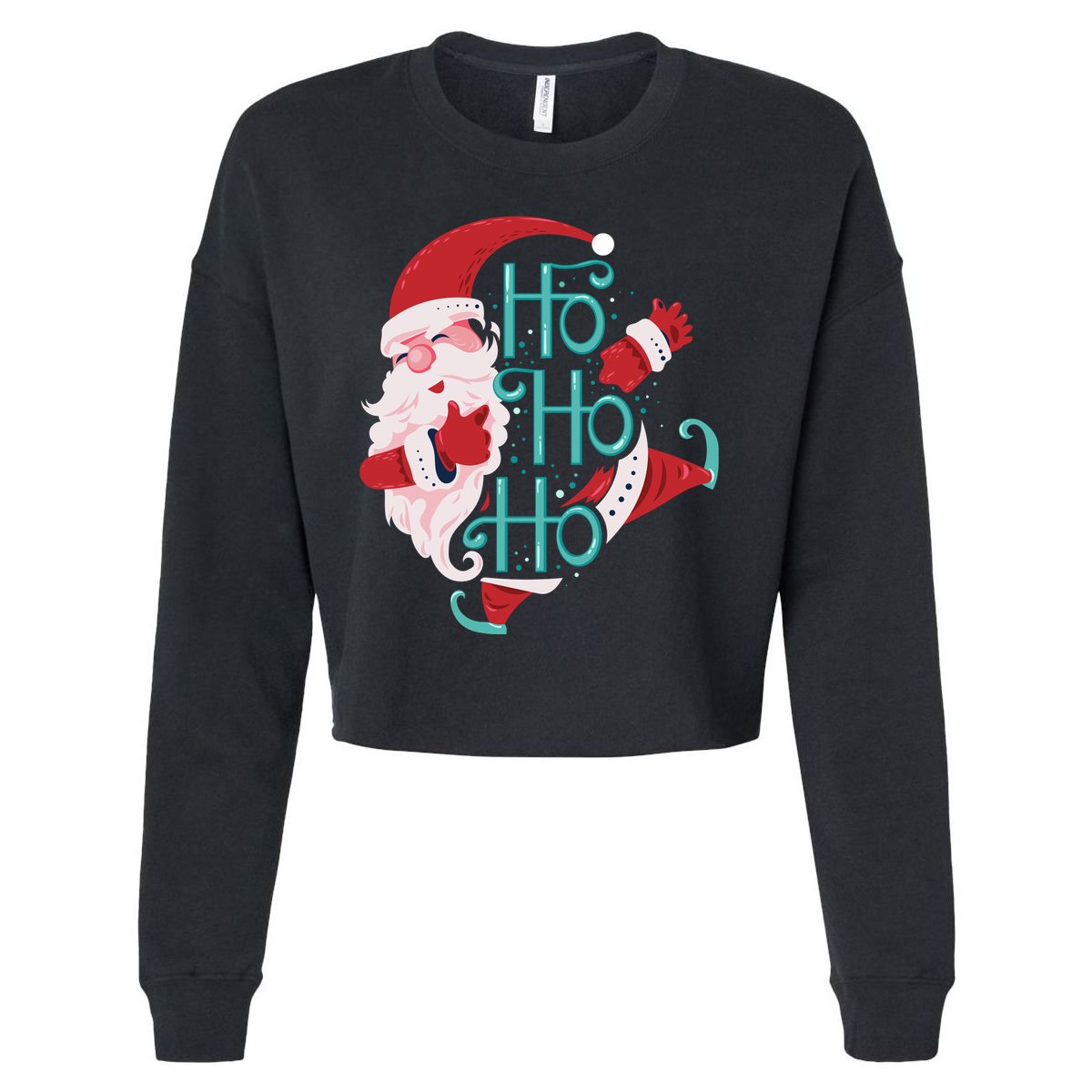 Ho Ho Ho Dabbing Santa Cropped Pullover Crew