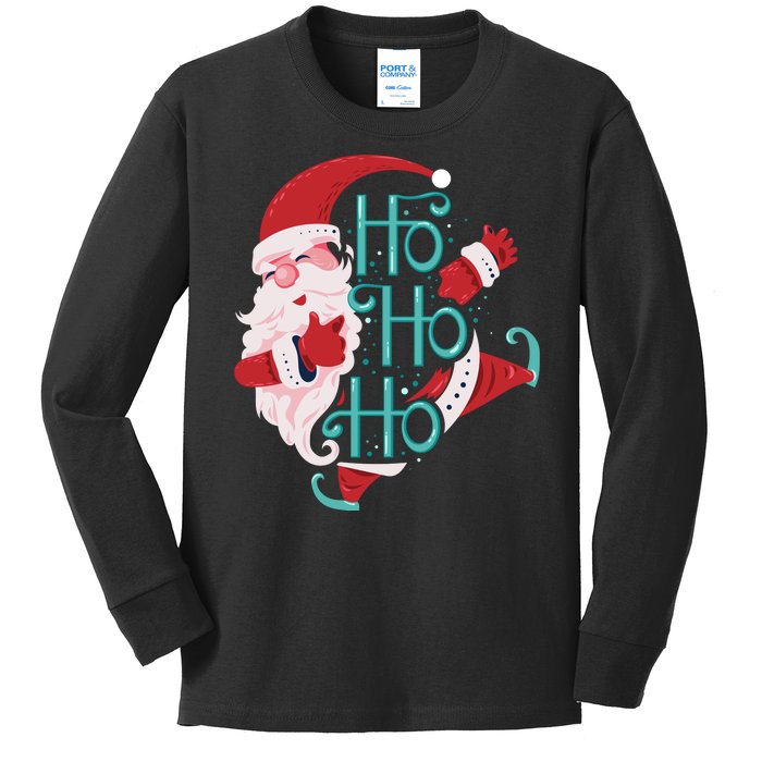 Ho Ho Ho Dabbing Santa Kids Long Sleeve Shirt