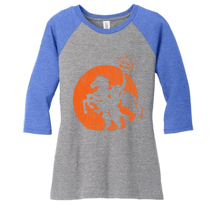 Halloween Headless Horseman Folklore Pumpkin JackOLantern Women's Tri-Blend 3/4-Sleeve Raglan Shirt