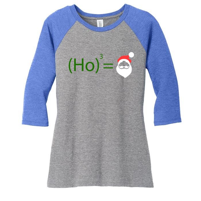 Ho Ho Ho Cubed Equals Santa Geeky Math Christmas Gift Women's Tri-Blend 3/4-Sleeve Raglan Shirt