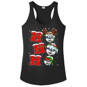 Ho Ho Ho Siberian Husky Santa Hat Reindeer Xmas Lights Funny Gift Ladies PosiCharge Competitor Racerback Tank