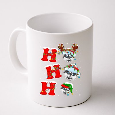 Ho Ho Ho Siberian Husky Santa Hat Reindeer Xmas Lights Funny Gift Coffee Mug