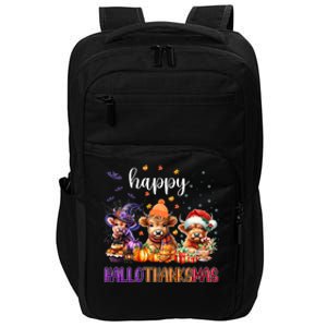 Happy Hallothanksmas Highland Cow Halloween Merry Christmas Gift Impact Tech Backpack