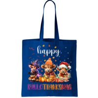 Happy Hallothanksmas Highland Cow Halloween Merry Christmas Gift Tote Bag