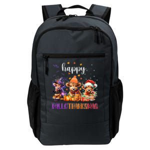 Happy Hallothanksmas Highland Cow Halloween Merry Christmas Gift Daily Commute Backpack