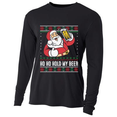 Ho Ho Hold My Beer Funny Santa Ing Ugly Xmas Sweater Gift Cooling Performance Long Sleeve Crew
