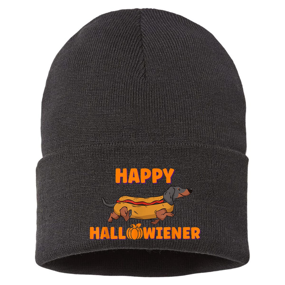 Happy Hallowiener Halloween Dachshund Dog Sustainable Knit Beanie