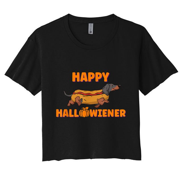 Happy Hallowiener Halloween Dachshund Dog Crop Top