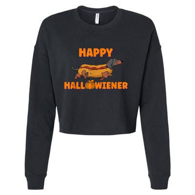 Happy Hallowiener Halloween Dachshund Dog Cropped Pullover Crew