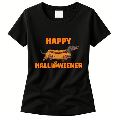 Happy Hallowiener Halloween Dachshund Dog Womens T-Shirt