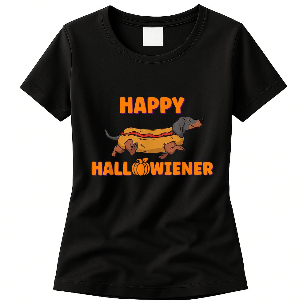 Happy Hallowiener Halloween Dachshund Dog Womens T-Shirt