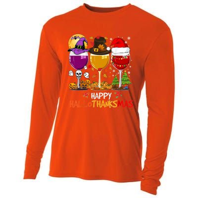 Happy Hallothanksmas Halloween Thanksgiving Xmas S Gift Cooling Performance Long Sleeve Crew