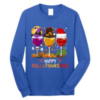 Happy Hallothanksmas Halloween Thanksgiving Xmas S Gift Long Sleeve Shirt