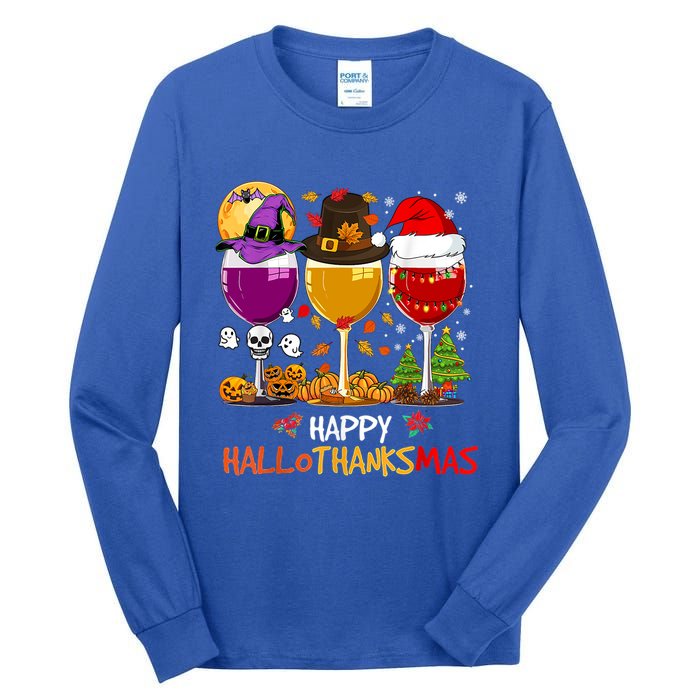 Happy Hallothanksmas Halloween Thanksgiving Xmas S Gift Tall Long Sleeve T-Shirt