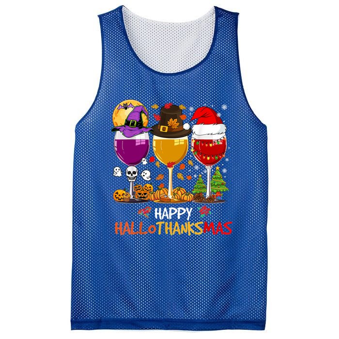 Happy Hallothanksmas Halloween Thanksgiving Xmas S Gift Mesh Reversible Basketball Jersey Tank