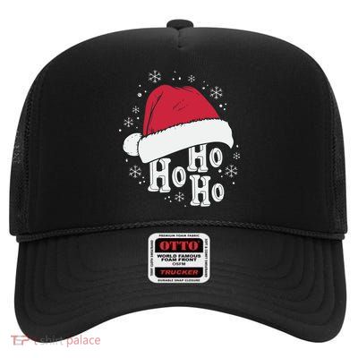Ho Ho Ho Funny Christmas High Crown Mesh Back Trucker Hat