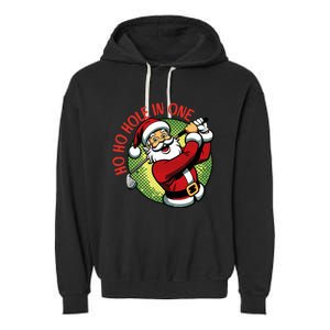 Ho Ho Hole In One Santa Golf Christmas Garment-Dyed Fleece Hoodie