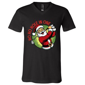 Ho Ho Hole In One Santa Golf Christmas V-Neck T-Shirt