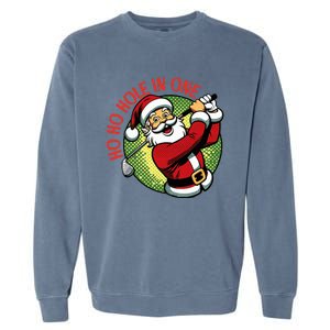 Ho Ho Hole In One Santa Golf Christmas Garment-Dyed Sweatshirt