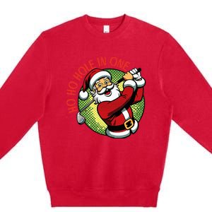 Ho Ho Hole In One Santa Golf Christmas Premium Crewneck Sweatshirt