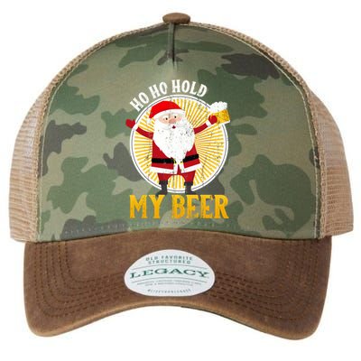 Ho Ho Hold My Beer Sarcastic Santa Bad Xmas Gift Legacy Tie Dye Trucker Hat