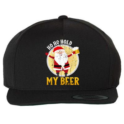 Ho Ho Hold My Beer Sarcastic Santa Bad Xmas Gift Wool Snapback Cap