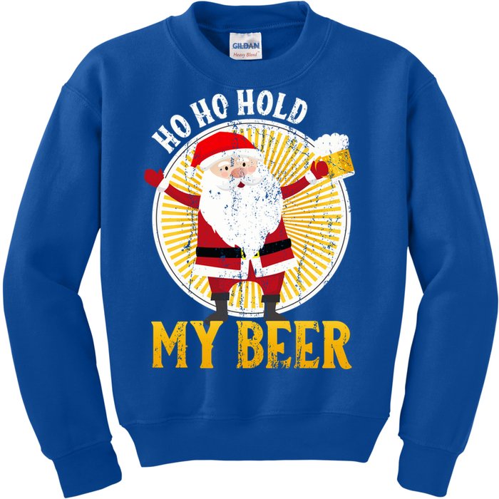 Ho Ho Hold My Beer Sarcastic Santa Bad Xmas Gift Kids Sweatshirt