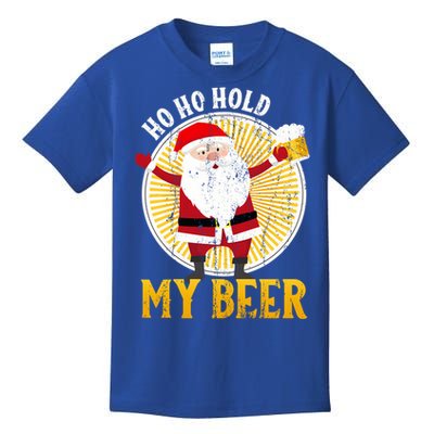 Ho Ho Hold My Beer Sarcastic Santa Bad Xmas Gift Kids T-Shirt