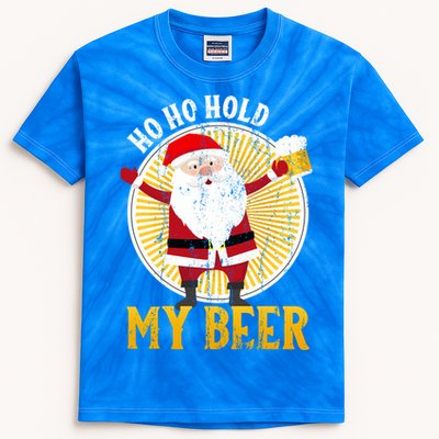 Ho Ho Hold My Beer Sarcastic Santa Bad Xmas Gift Kids Tie-Dye T-Shirt