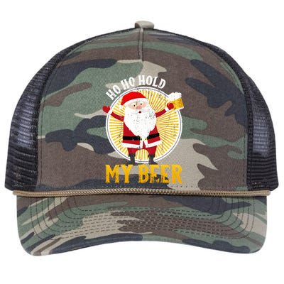 Ho Ho Hold My Beer Sarcastic Santa Bad Xmas Gift Retro Rope Trucker Hat Cap