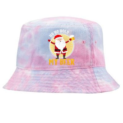 Ho Ho Hold My Beer Sarcastic Santa Bad Xmas Gift Tie-Dyed Bucket Hat