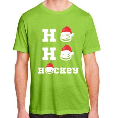 Ho Ho Hockey Funny Santa Hat Hockey Puck Ice Hockey Lover Gift Adult ChromaSoft Performance T-Shirt