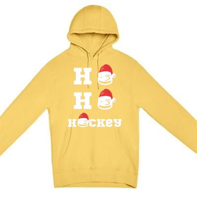 Ho Ho Hockey Funny Santa Hat Hockey Puck Ice Hockey Lover Gift Premium Pullover Hoodie