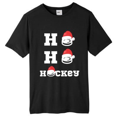 Ho Ho Hockey Funny Santa Hat Hockey Puck Ice Hockey Lover Gift Tall Fusion ChromaSoft Performance T-Shirt