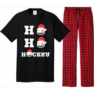 Ho Ho Hockey Funny Santa Hat Hockey Puck Ice Hockey Lover Gift Pajama Set