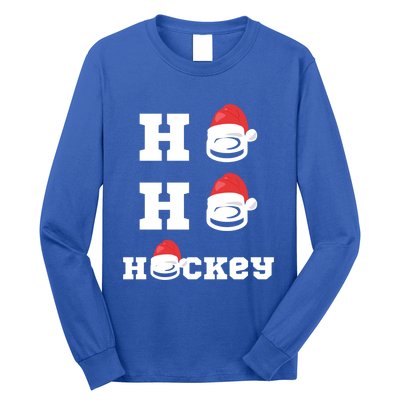 Ho Ho Hockey Funny Santa Hat Hockey Puck Ice Hockey Lover Gift Long Sleeve Shirt