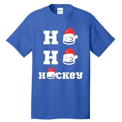 Ho Ho Hockey Funny Santa Hat Hockey Puck Ice Hockey Lover Gift Tall T-Shirt