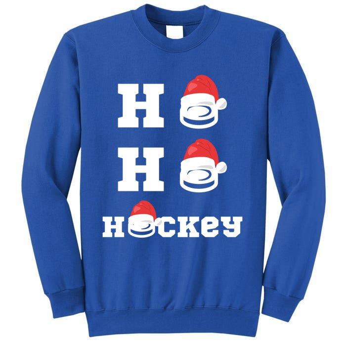 Ho Ho Hockey Funny Santa Hat Hockey Puck Ice Hockey Lover Gift Tall Sweatshirt