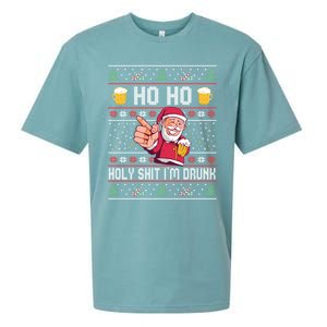 Ho Ho Holy Shit Im Drunk Ugly Christmas Funny Gift Sueded Cloud Jersey T-Shirt