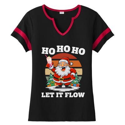 Ho Ho Ho Let It Flow Ugly Christmas Cool Gift Ladies Halftime Notch Neck Tee