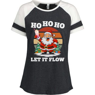 Ho Ho Ho Let It Flow Ugly Christmas Cool Gift Enza Ladies Jersey Colorblock Tee