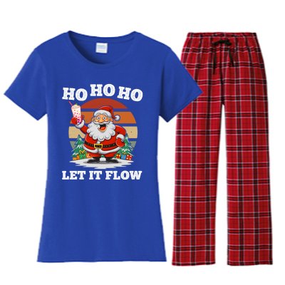 Ho Ho Ho Let It Flow Ugly Christmas Cool Gift Women's Flannel Pajama Set